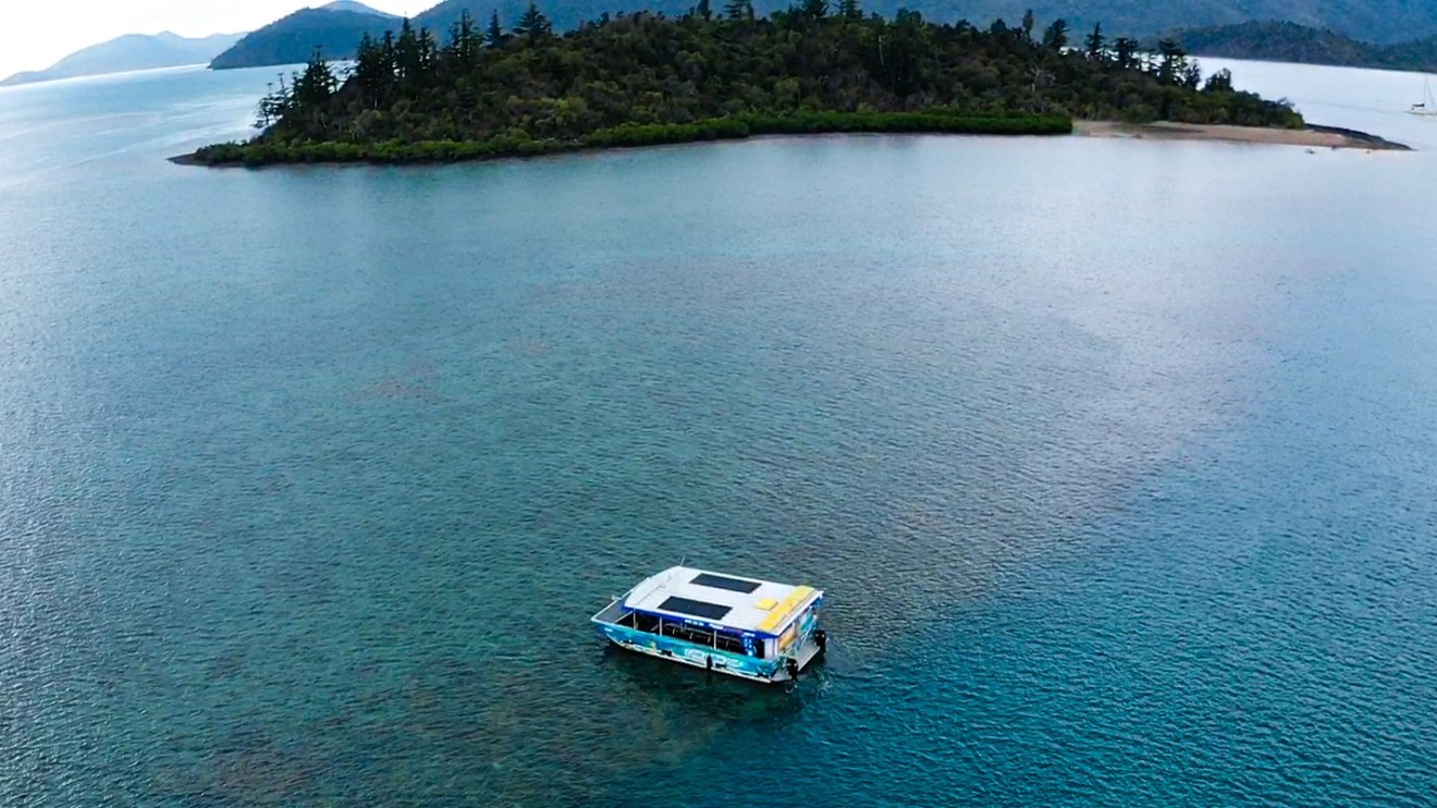 a small boat in a body of water