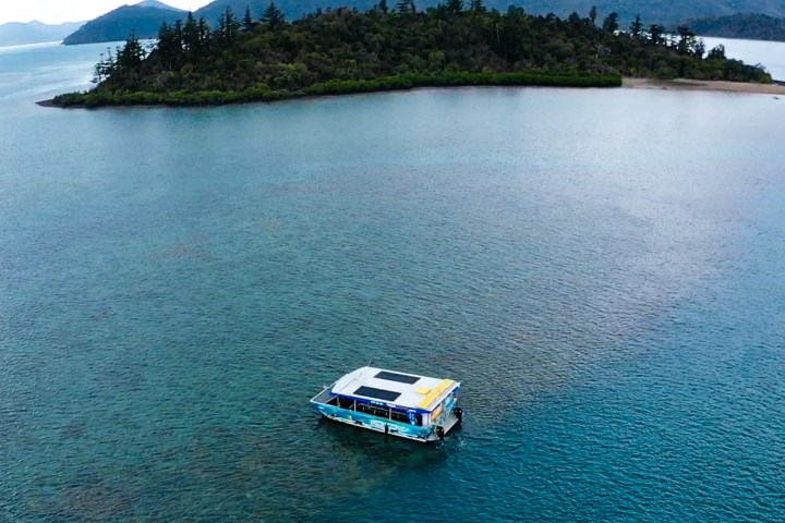 a small boat in a body of water