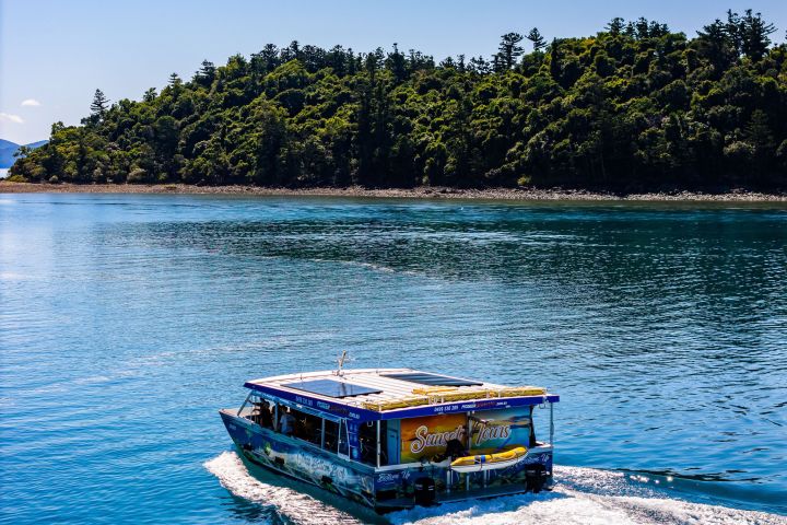 a small boat in a body of water